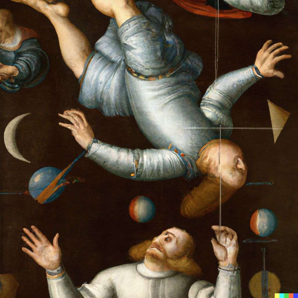 the discovery of gravity, painting from the 16th century